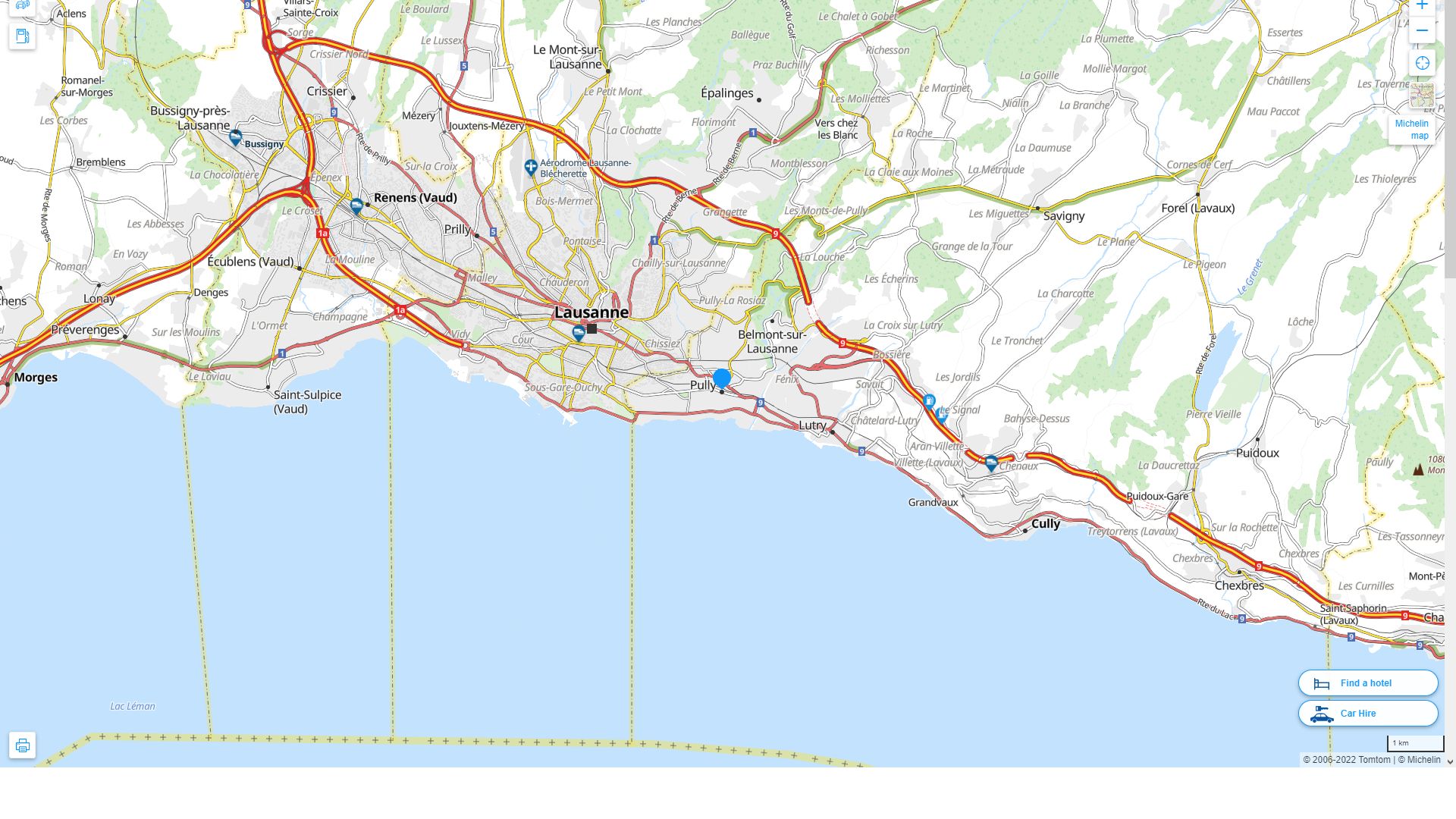Pully Suisse Autoroute et carte routiere